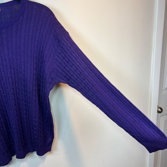 Mark Fore & Strike 100% Spun Silk Crew Neck Sweater Purple Textured Fitted Sz XL - Picture 4 of 9